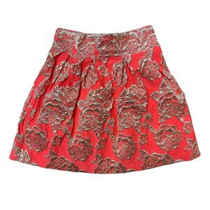 Ark & Co Red and Gold Floral Mini Skirt